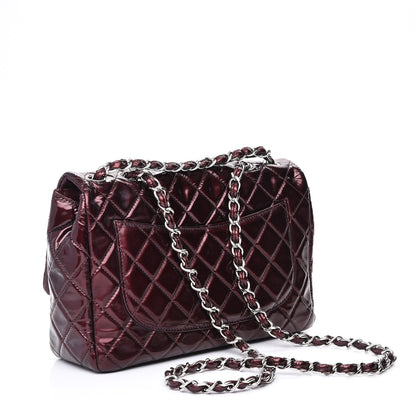 Chanel Patent Quilted Jumbo Single Flap Bordeaux 3 of 9