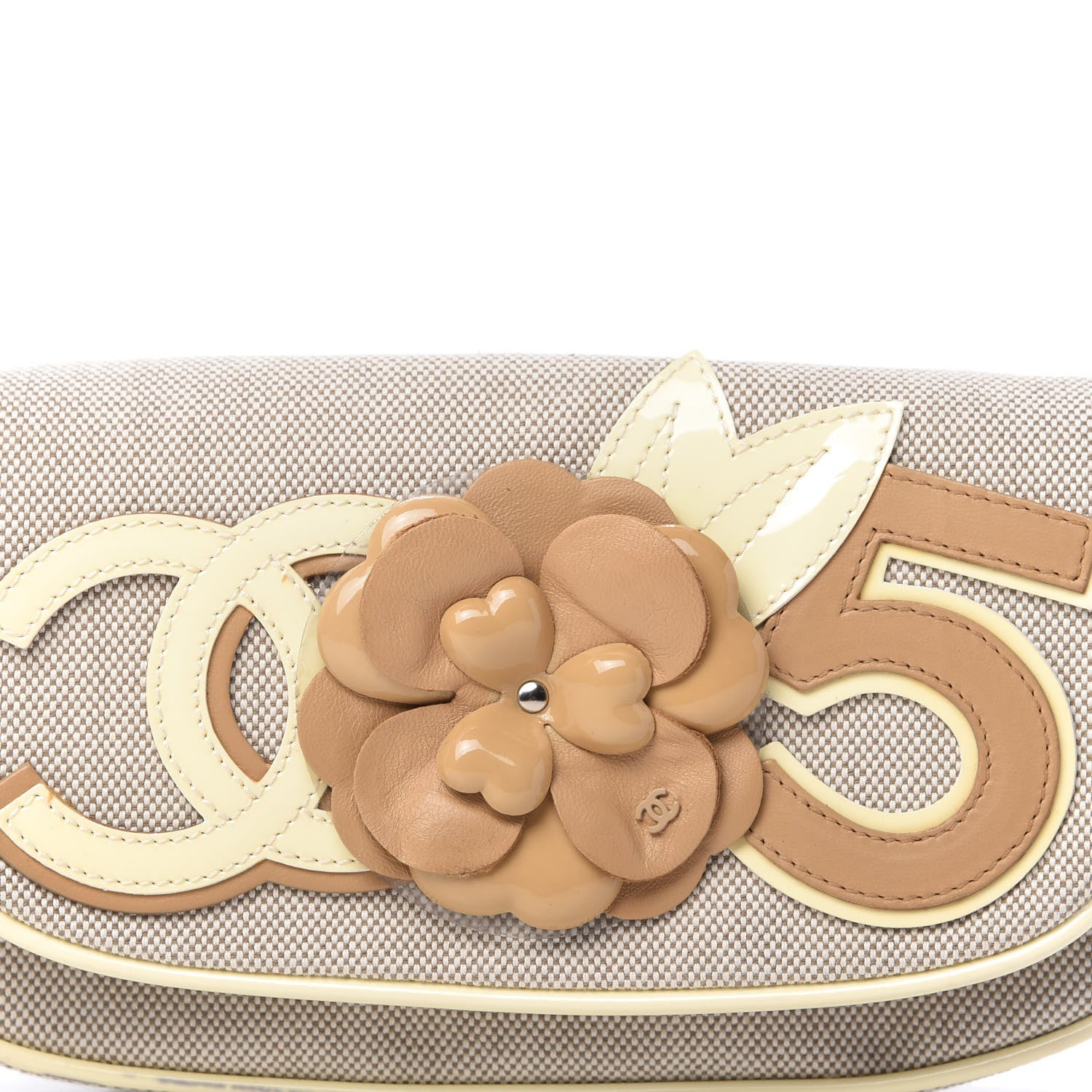 Chanel Canvas Camellia N°5 Flap Beige 10 of 12