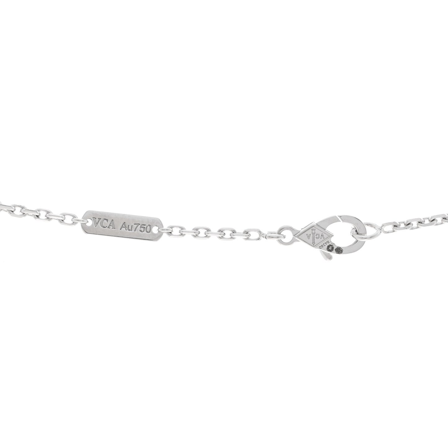 18K White Gold Chalcedony Magic Alhambra Pendant Long Necklace