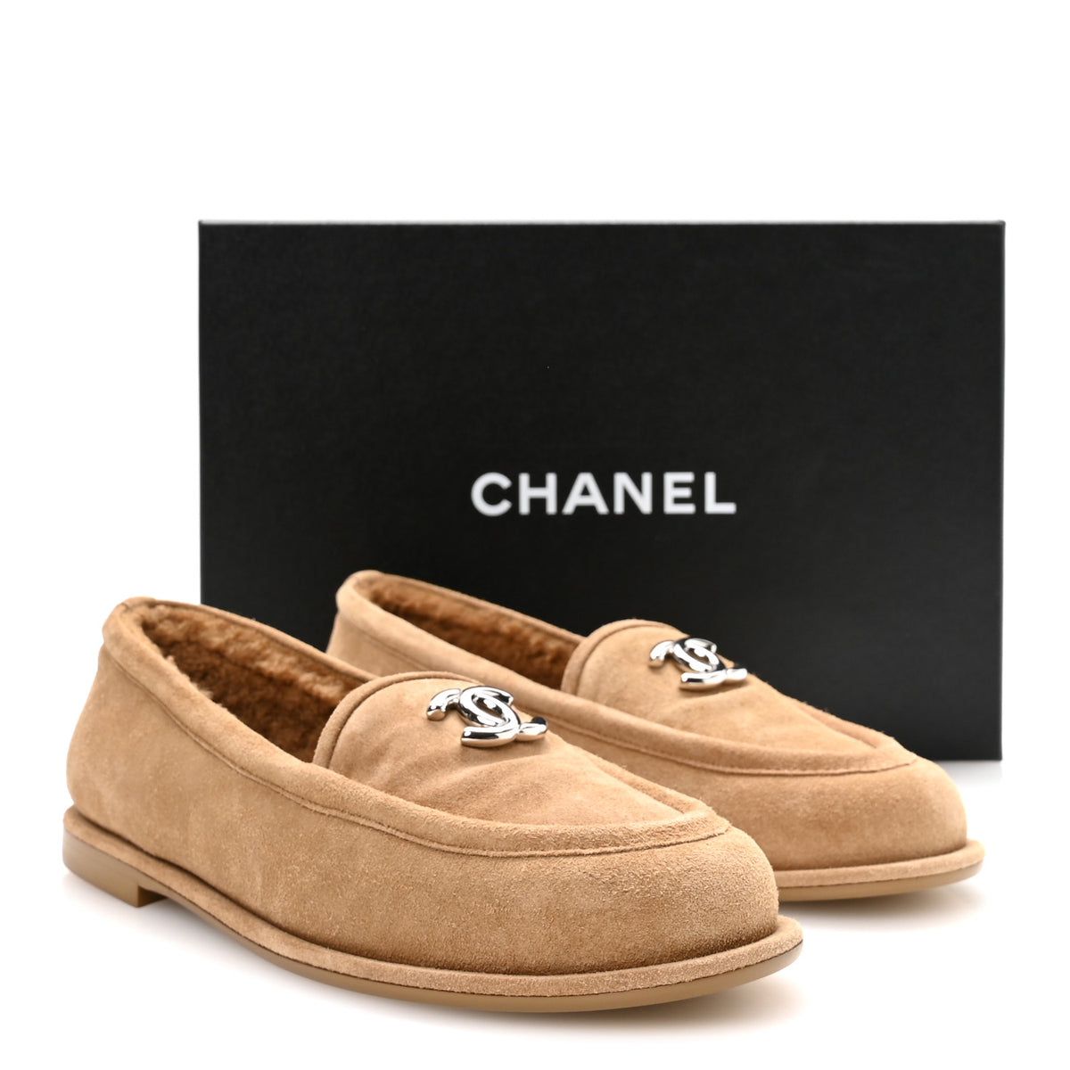 Chanel Suede Calfskin CC Loafers 37 Dark Beige 9 of 9
