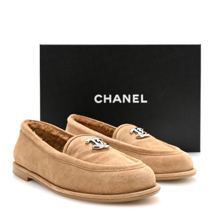 Chanel Suede Calfskin CC Loafers 37 Dark Beige 9 of 9