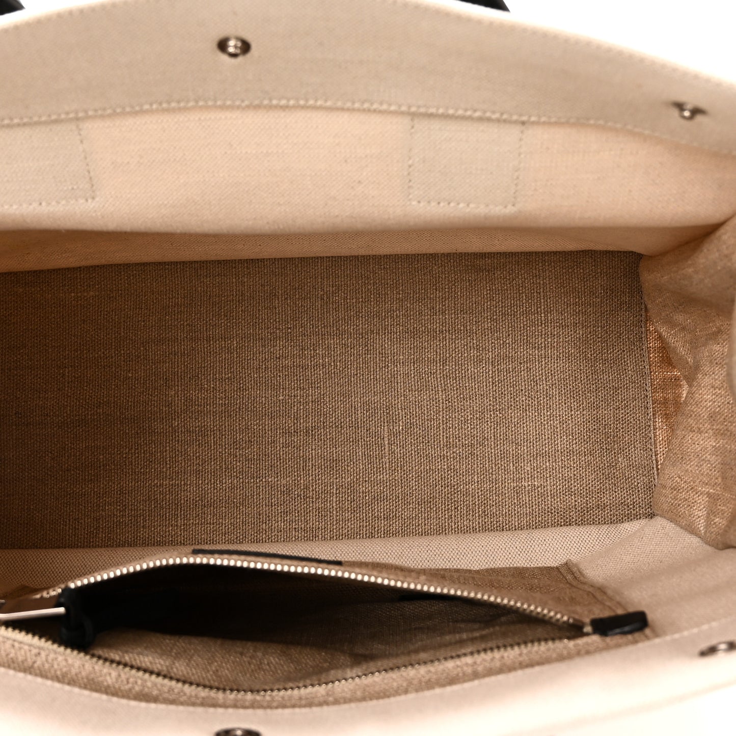 Linen Calfskin Small Rive Gauche Tote Greggio Natural