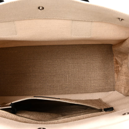 Saint Laurent Linen Calfskin Small Rive Gauche Tote Greggio Natural 5 of 9
