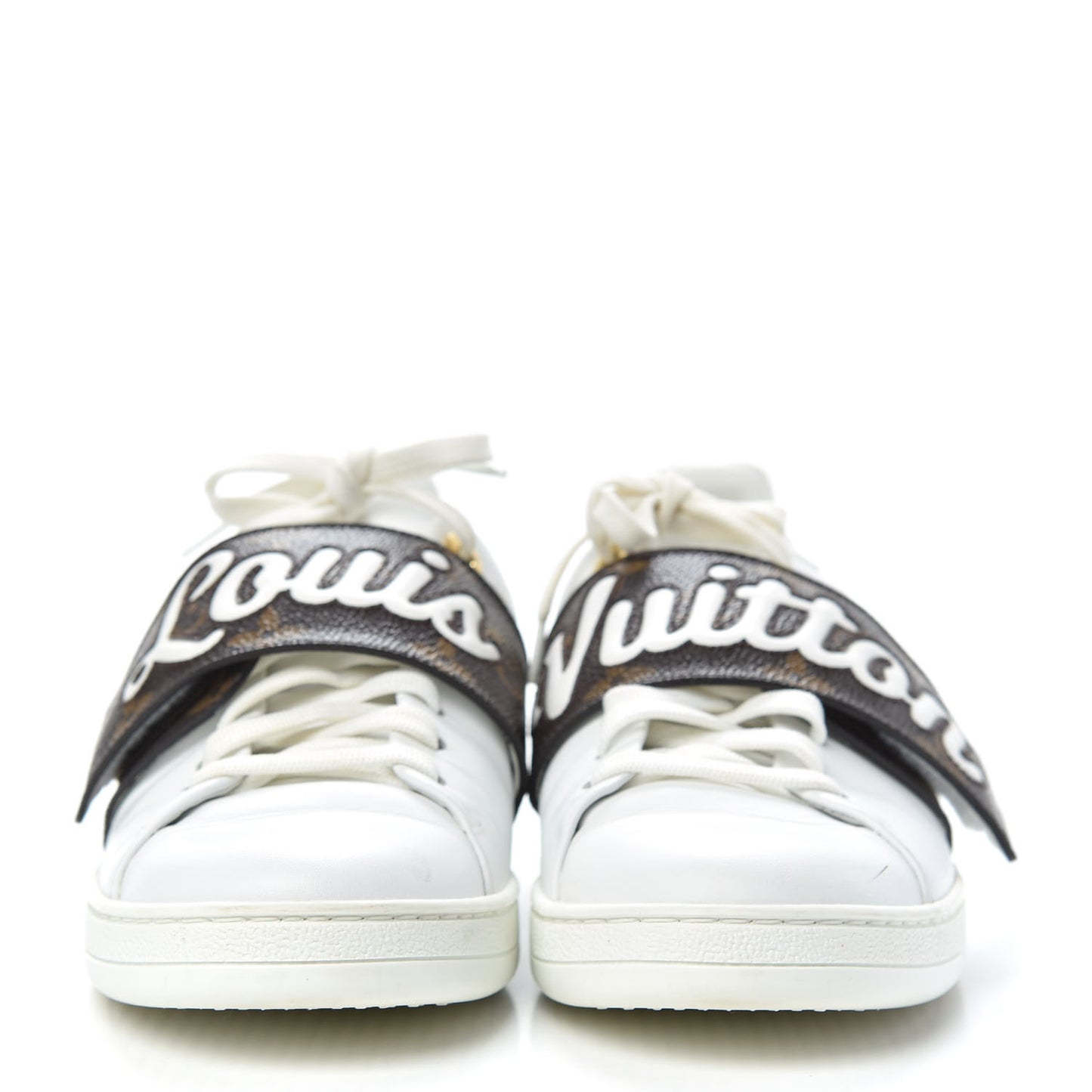 Calfskin Monogram Frontrow Sneakers 37.5 White