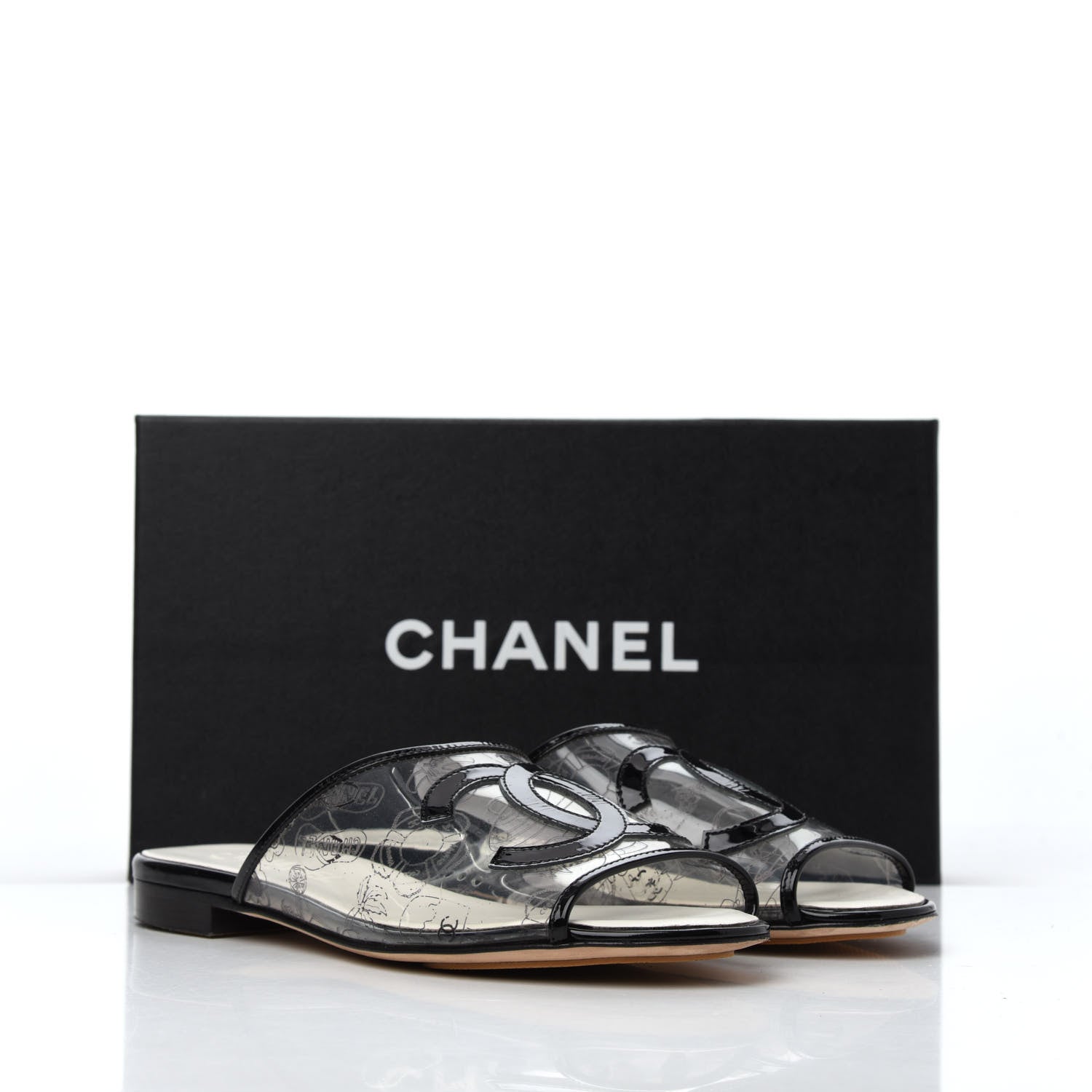 Chanel Patent PVC CC Sandal Mule 37 Black 32 of 32