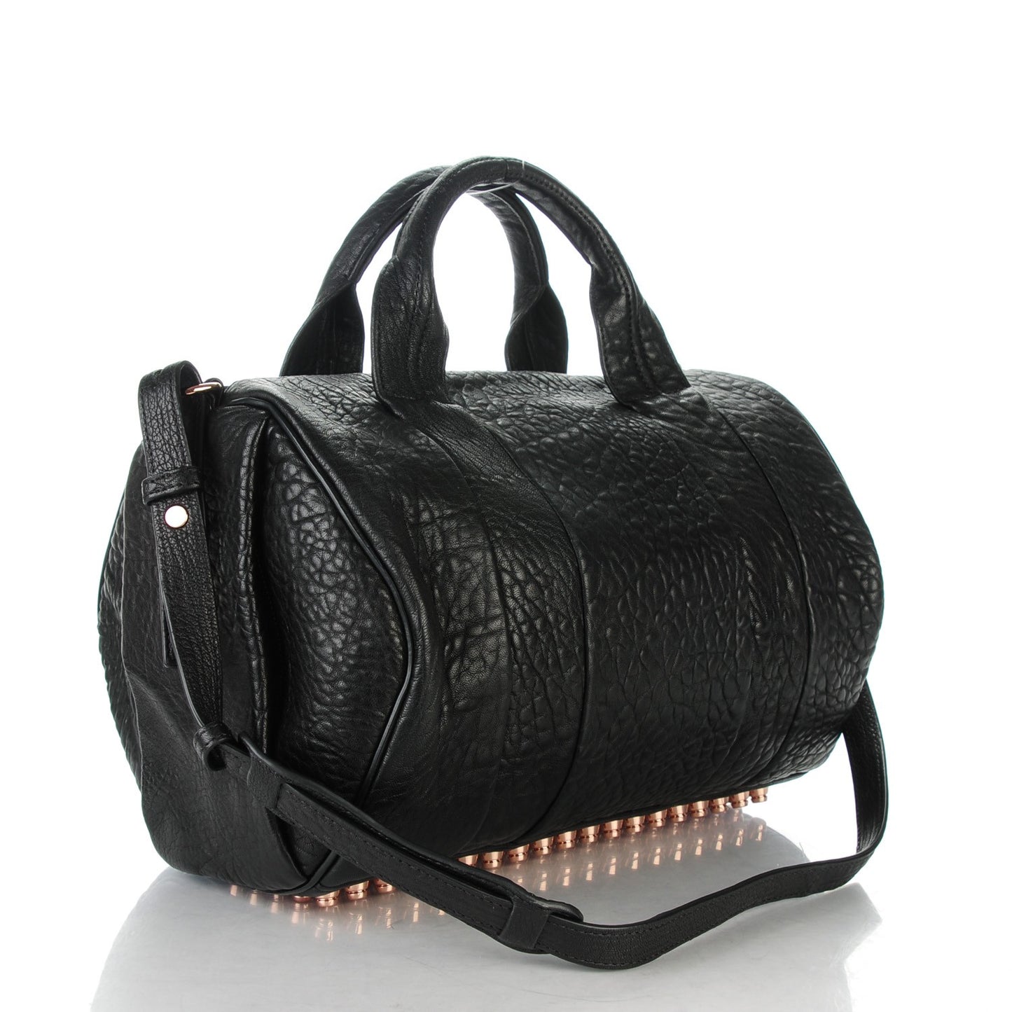 Pebbled Lambskin Rocco Black Rose Gold Hardware