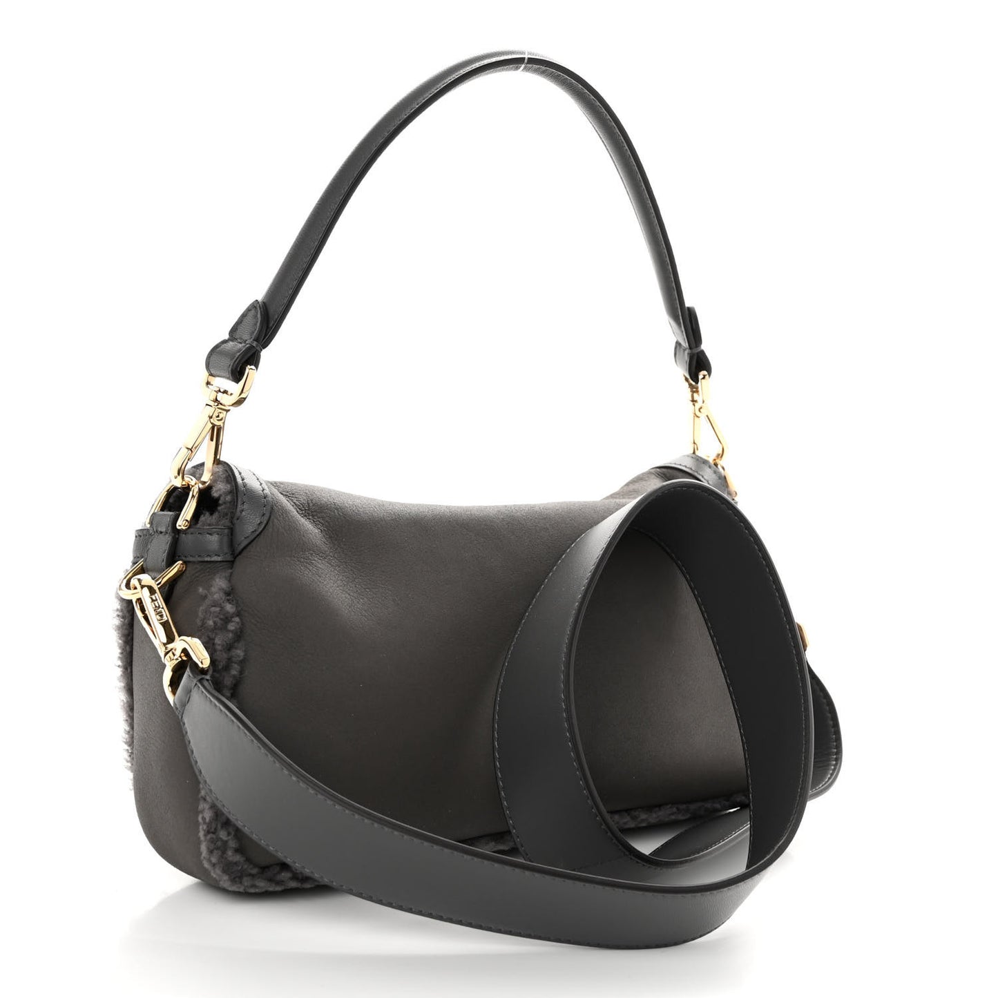 Lambskin Shearling Baguette Anthracite