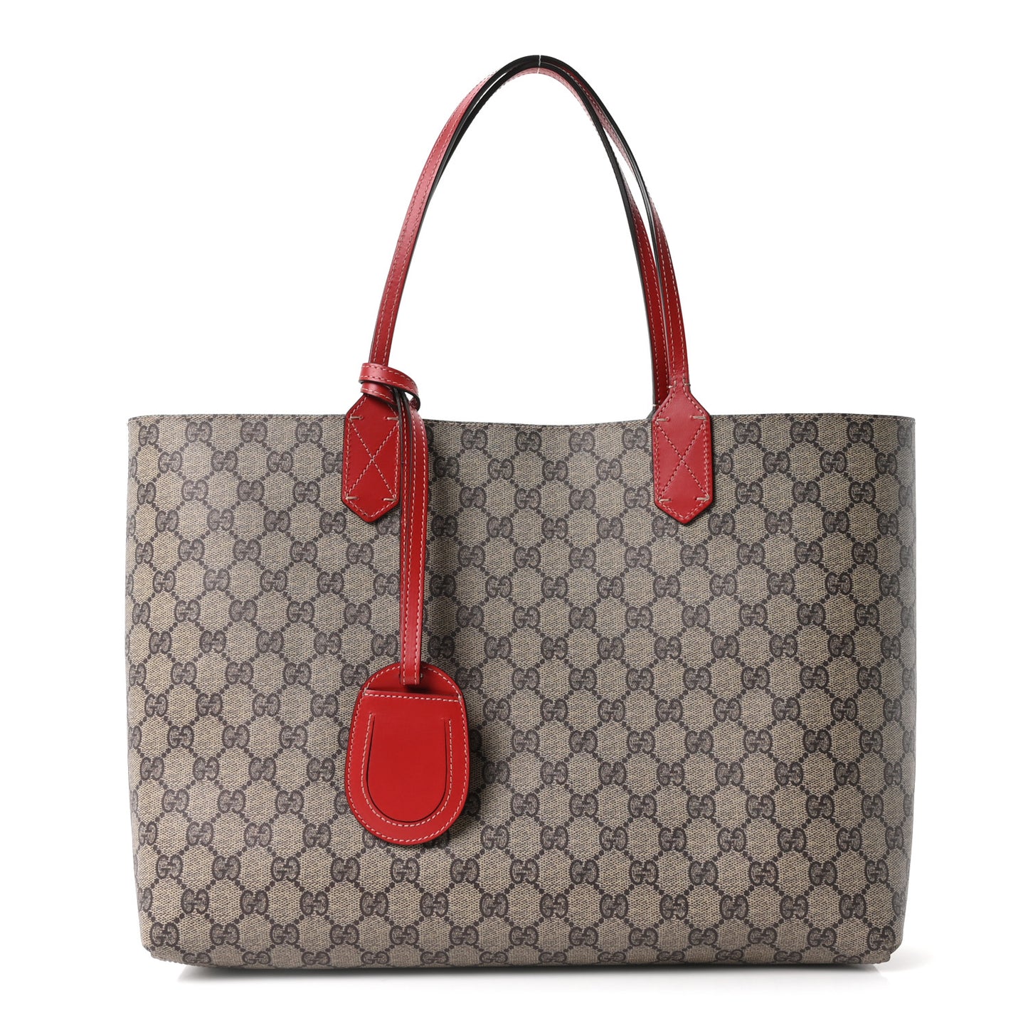 GG Supreme Monogram Medium Reversible Tote Beige Red