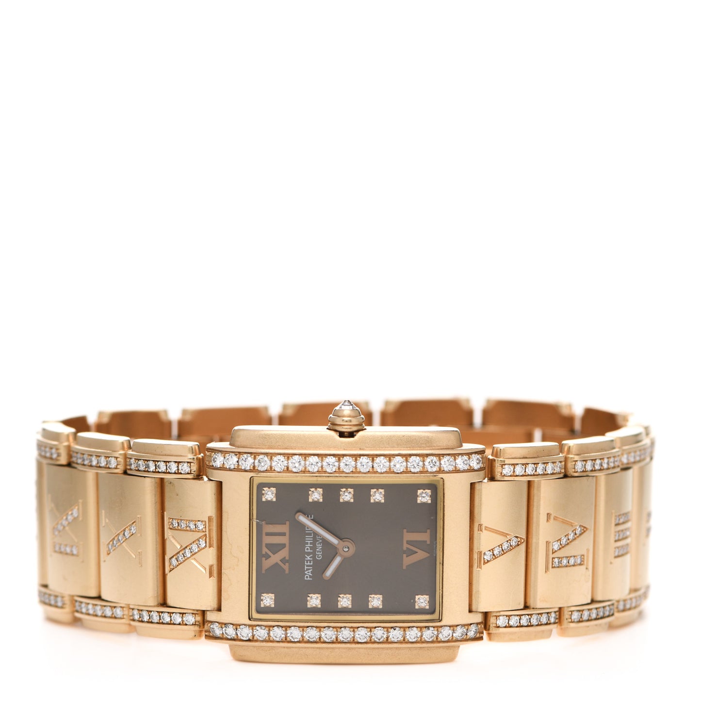 18K Rose Gold Diamond 25mm Twenty-4 Quartz Watch Chocolate 4910/40R-010