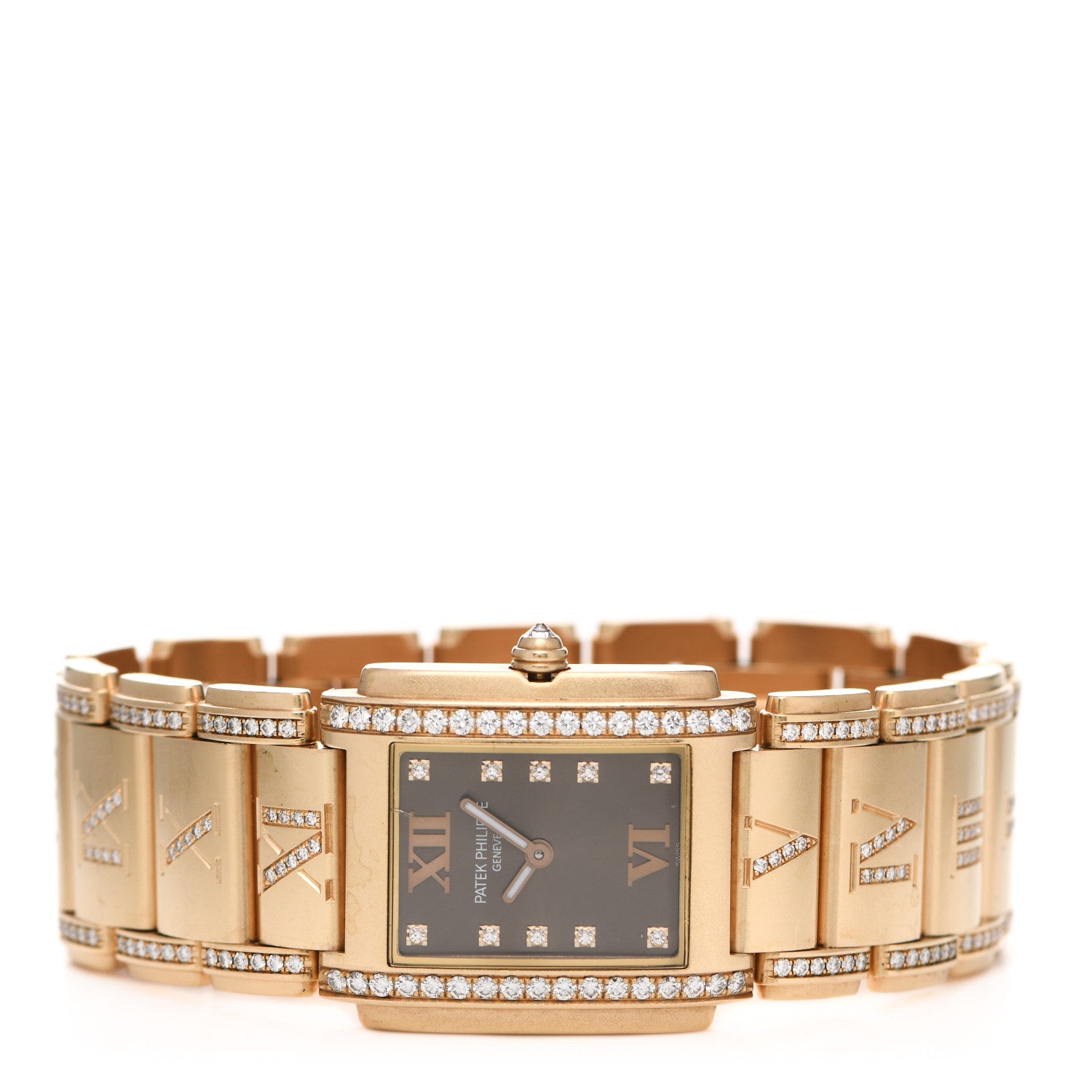 Patek Philippe 18K Rose Gold Diamond 25mm Twenty-4 Quartz Watch Chocolate 4910/40R-010 2 of 6