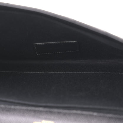 Saint Laurent Grain De Poudre Matelasse Chevron Monogram Envelope Clutch Black 5 of 8
