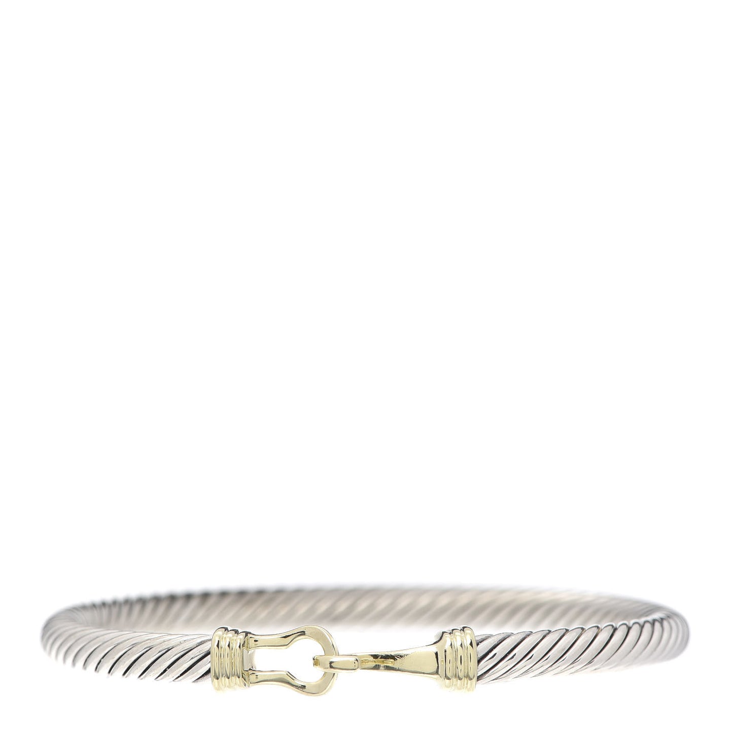 Sterling Silver 14K Yellow Gold 5mm Cable Classic Buckle Bracelet
