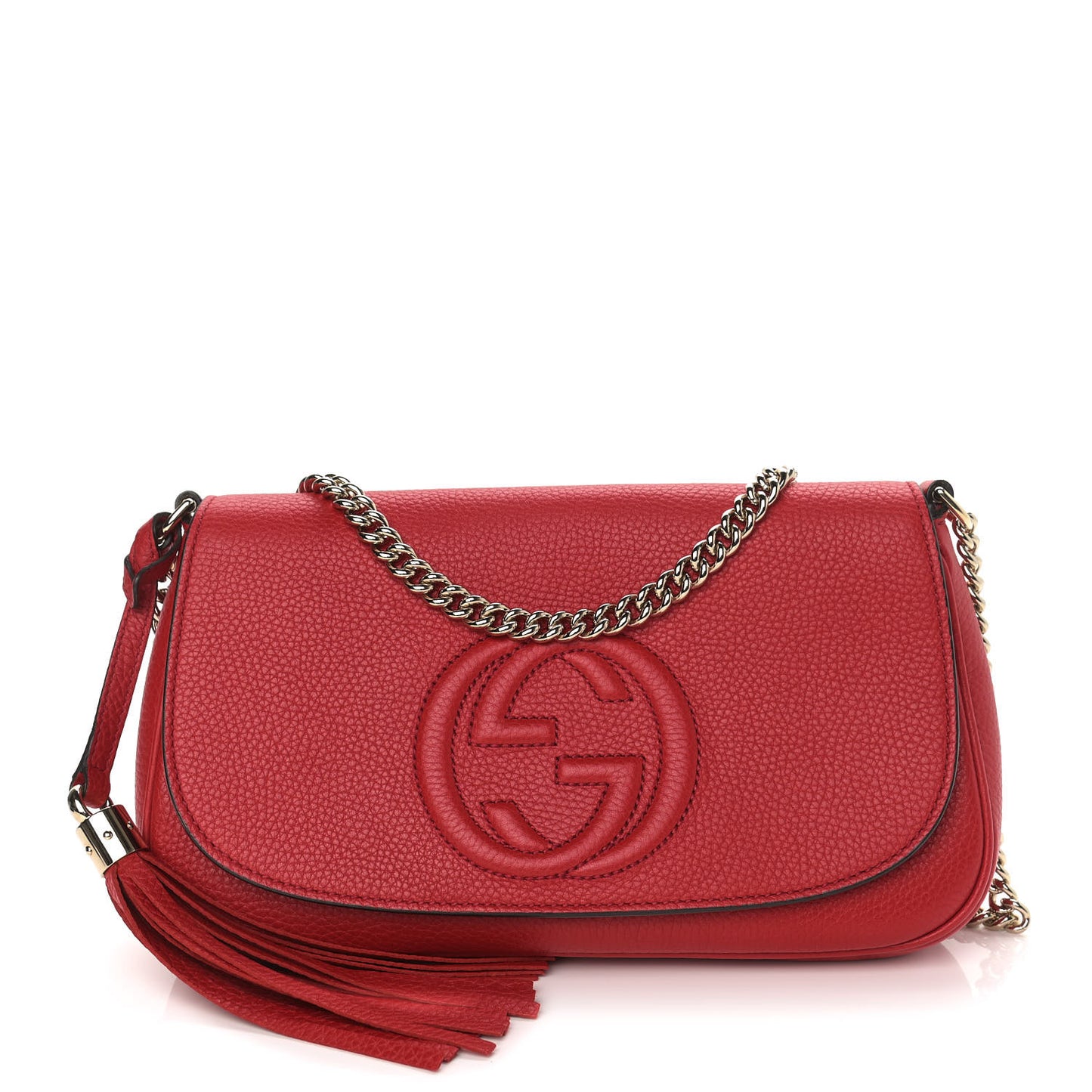 Pebbled Calfskin Medium Soho Flap Crossbody Vibrant Red