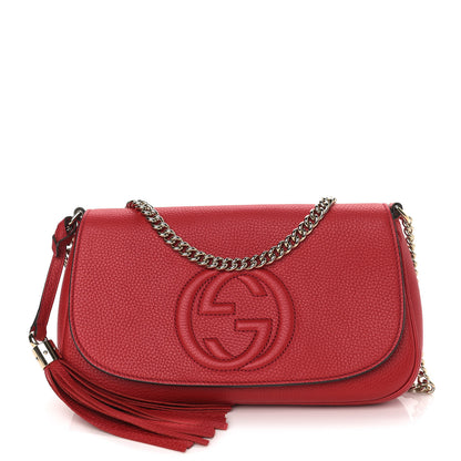 Gucci Pebbled Calfskin Medium Soho Flap Crossbody Vibrant Red 1 of 11