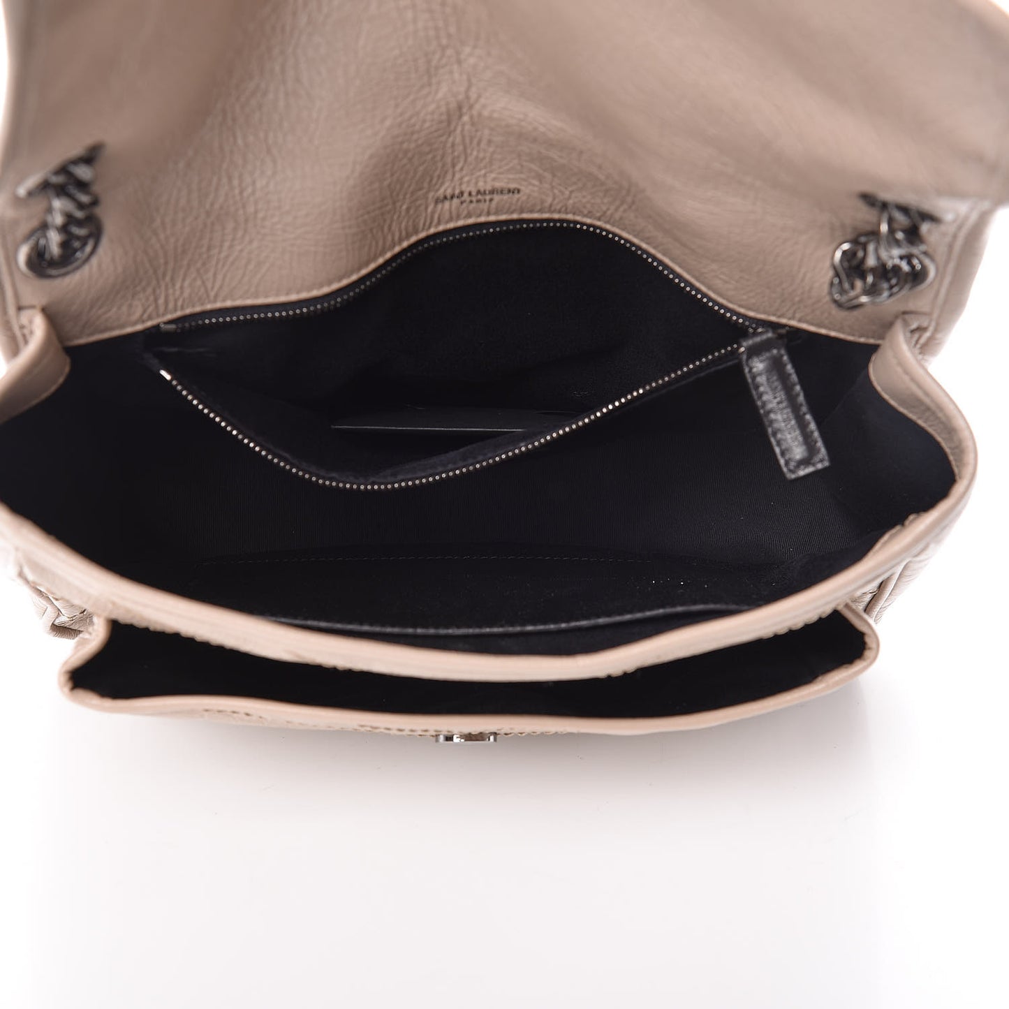Crinkled Calfskin Matelasse Monogram Medium Niki Chain Satchel Light Natural