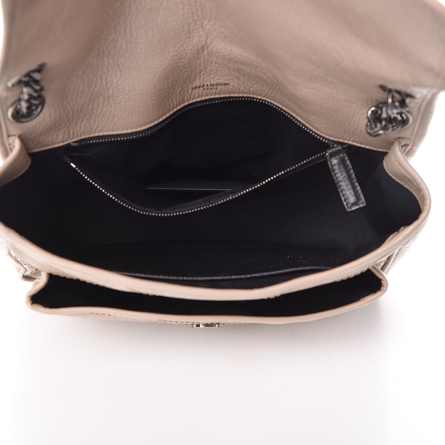 Saint Laurent Crinkled Calfskin Matelasse Monogram Medium Niki Chain Satchel Light Natural 5 of 10