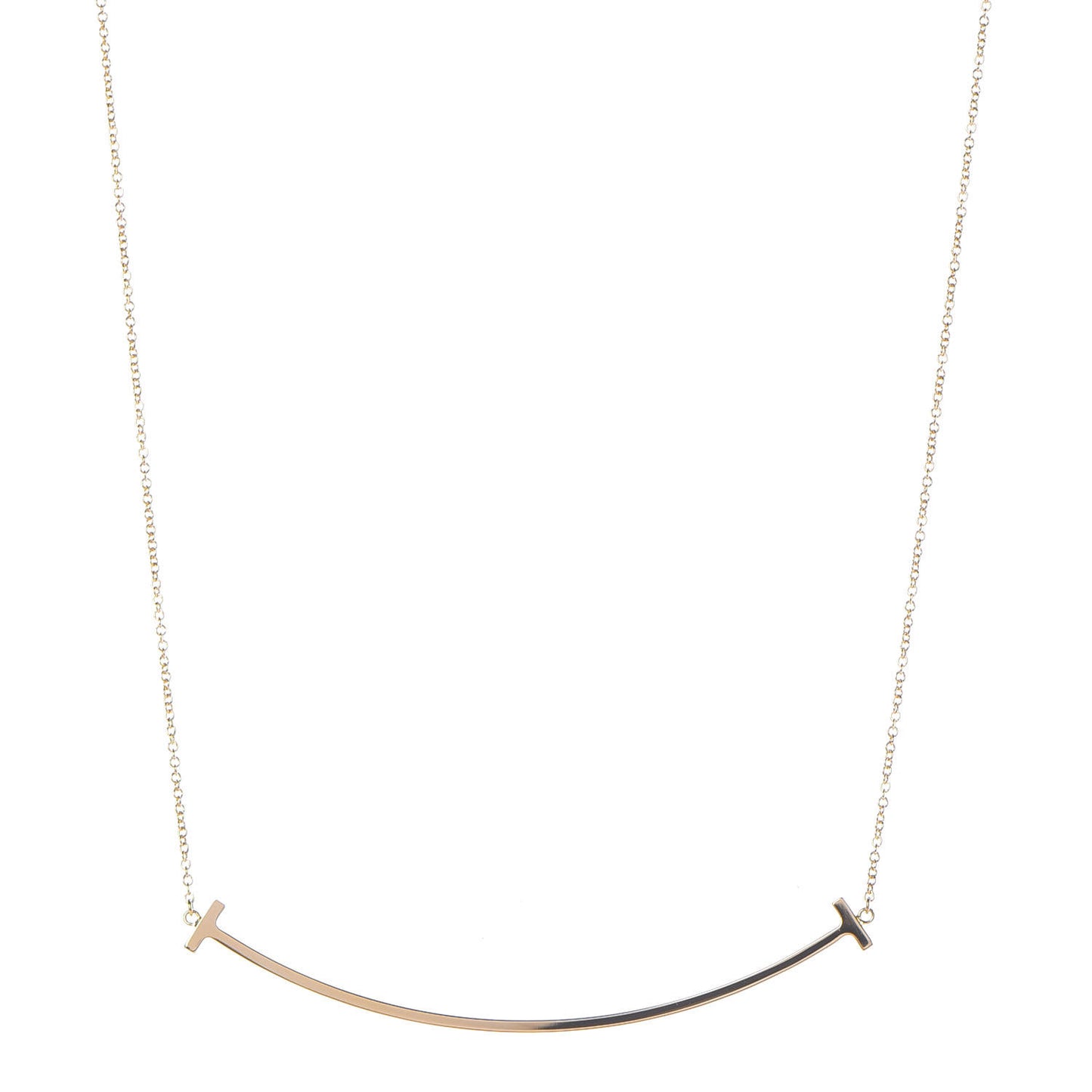 18K Yellow Gold Large T Smile Pendant Necklace