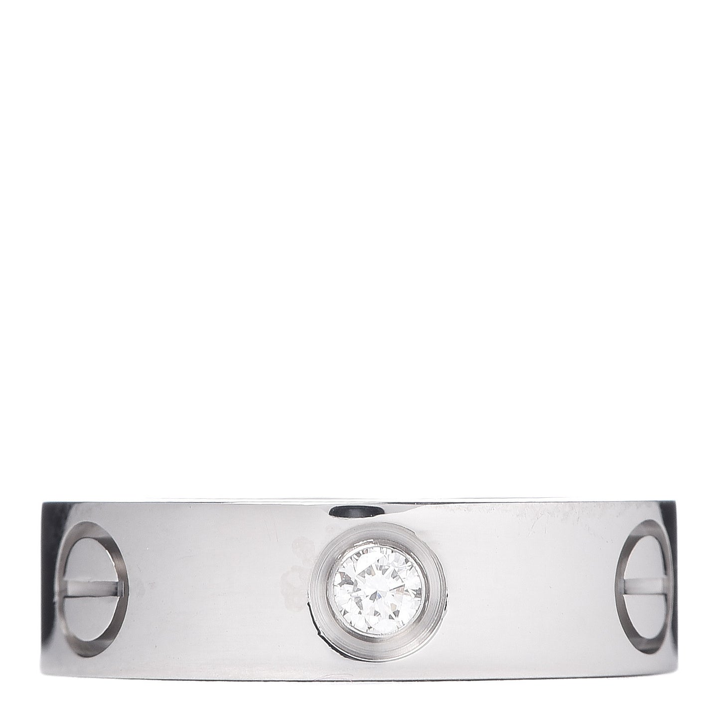 18K White Gold 3 Diamond 5.5mm LOVE Ring 51 5.75