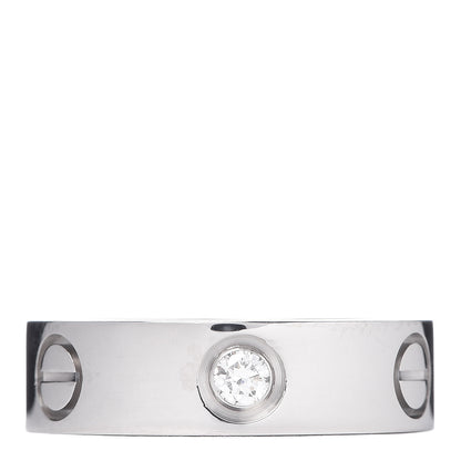 Cartier 18K White Gold 3 Diamond 5.5mm LOVE Ring 51 5.75 1 of 4