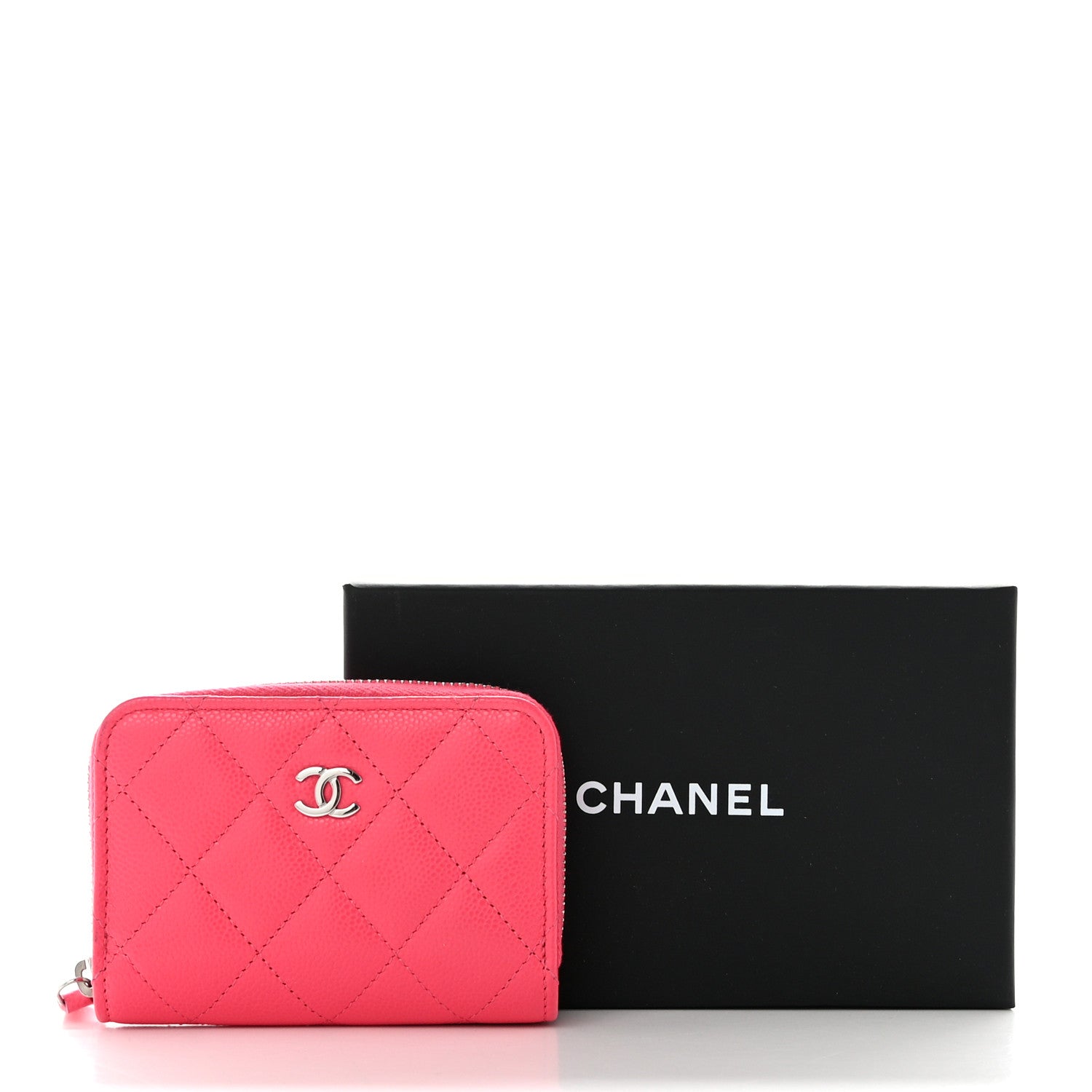 Chanel Caviar Quilted Zip Coin Purse Fuchsia 8 of 8
