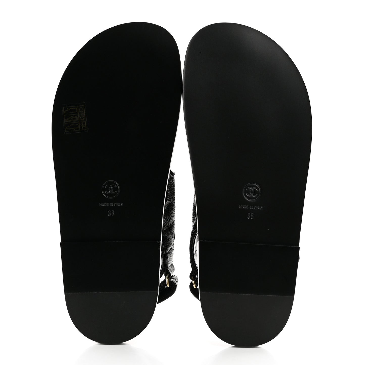 Grained Calfskin Velcro Dad Sandals 38 Black