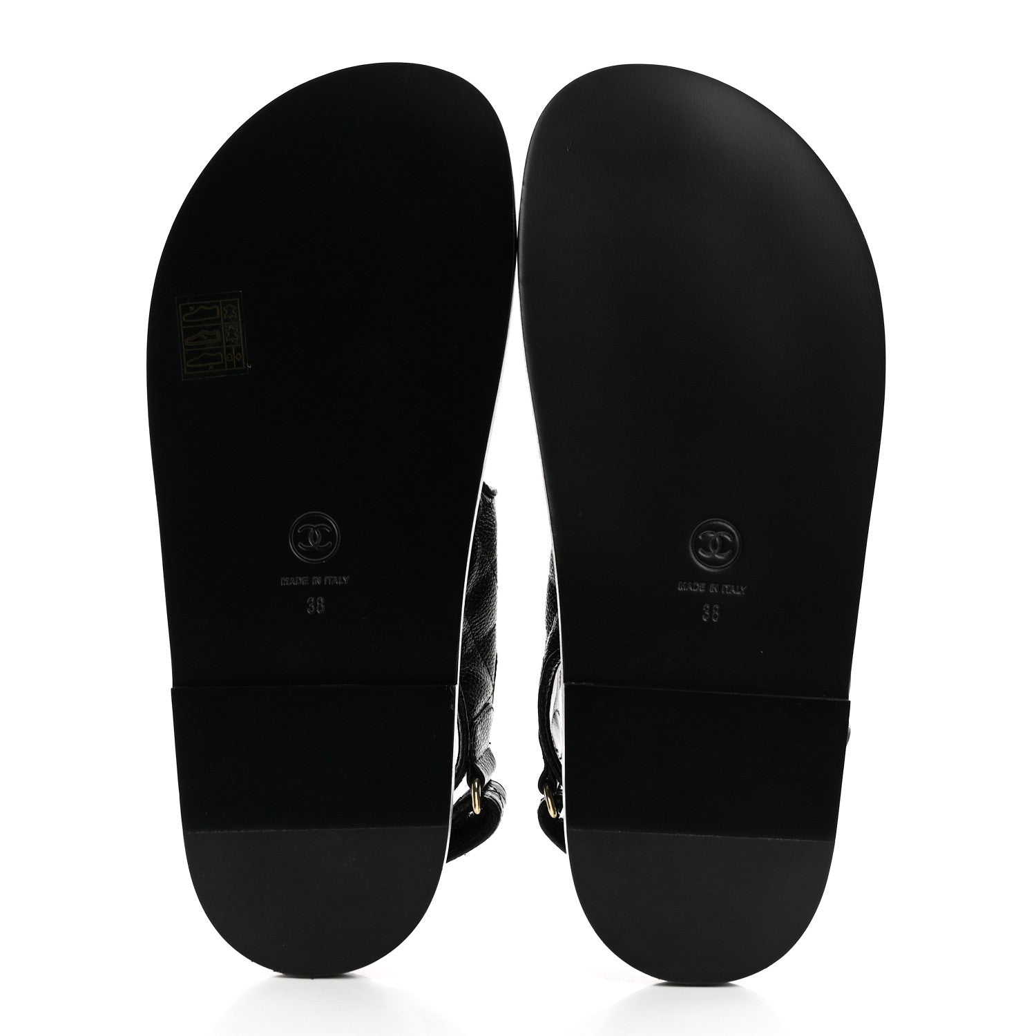 Chanel Grained Calfskin Velcro Dad Sandals 38 Black 5 of 9