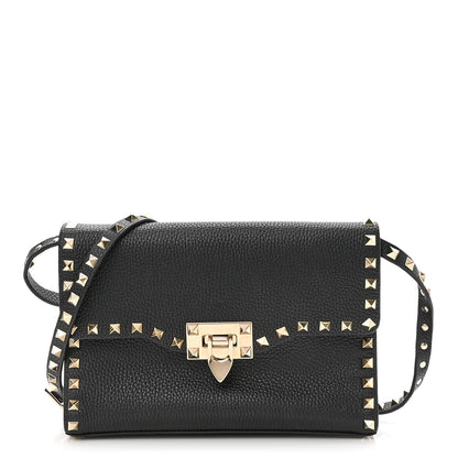 Valentino Garavani Vitello Medium Rockstud Flip Lock Crossbody Bag Black 1 of 9