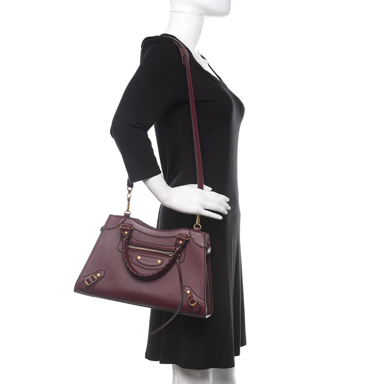Balenciaga Smooth Calfskin Brass Hardware Neo Classic S City Burgundy 2 of 10