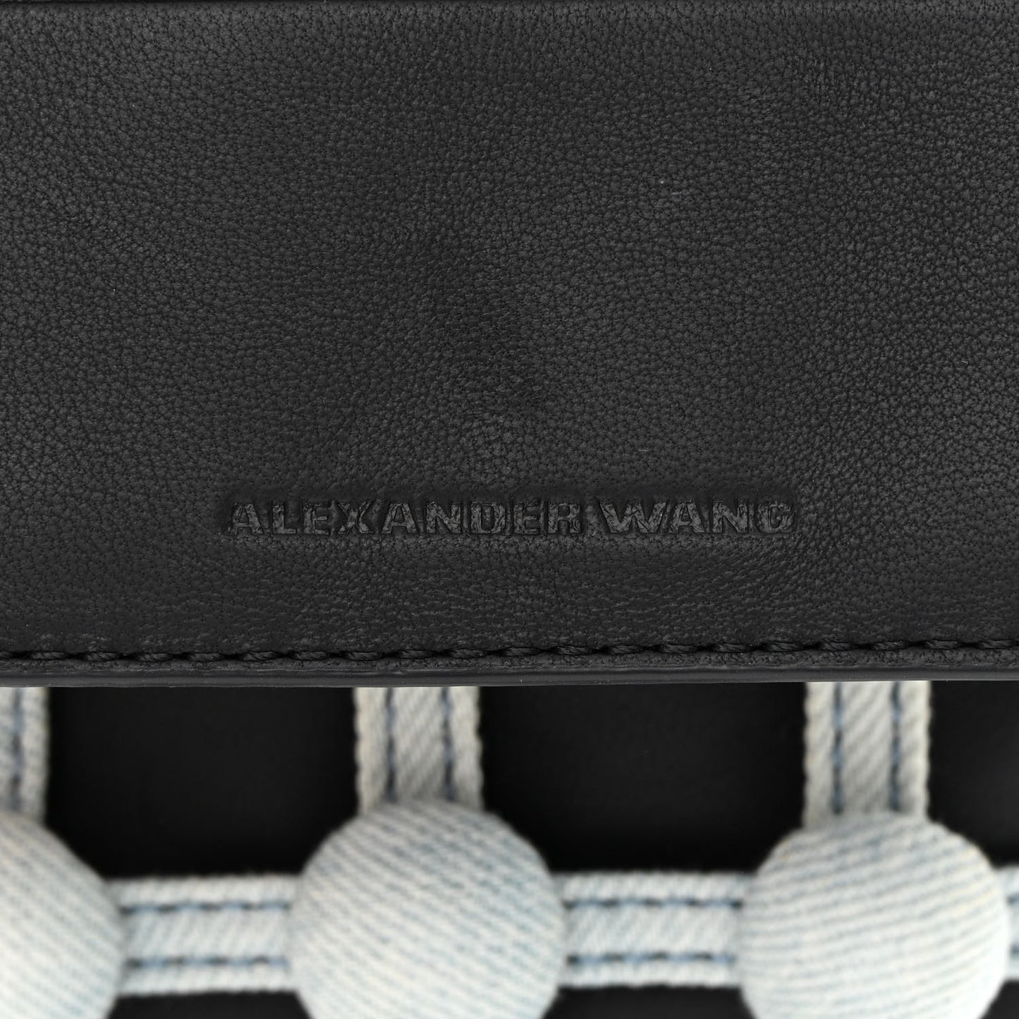 Nappa Denim Dome Studded Mini Roxy Bucket Bag Black