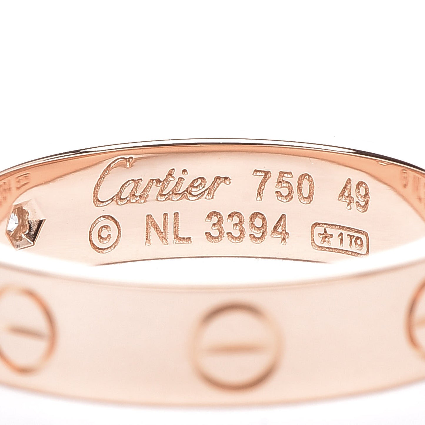 18K Pink Gold Diamond 4mm LOVE Wedding Band Ring 49 4.75