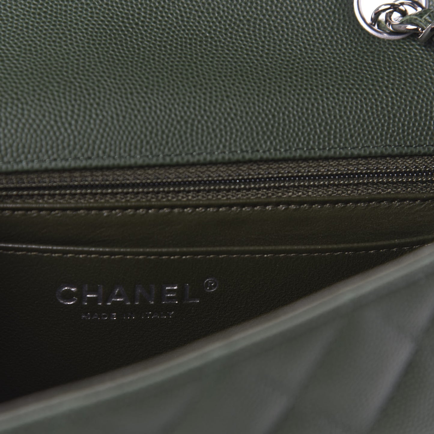 Caviar Quilted Mini Rectangular Flap Dark Green