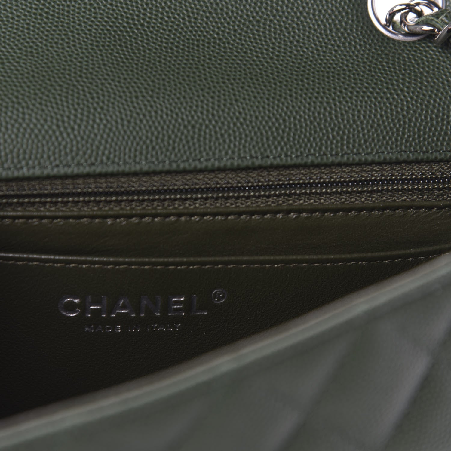 Chanel Caviar Quilted Mini Rectangular Flap Dark Green 8 of 11