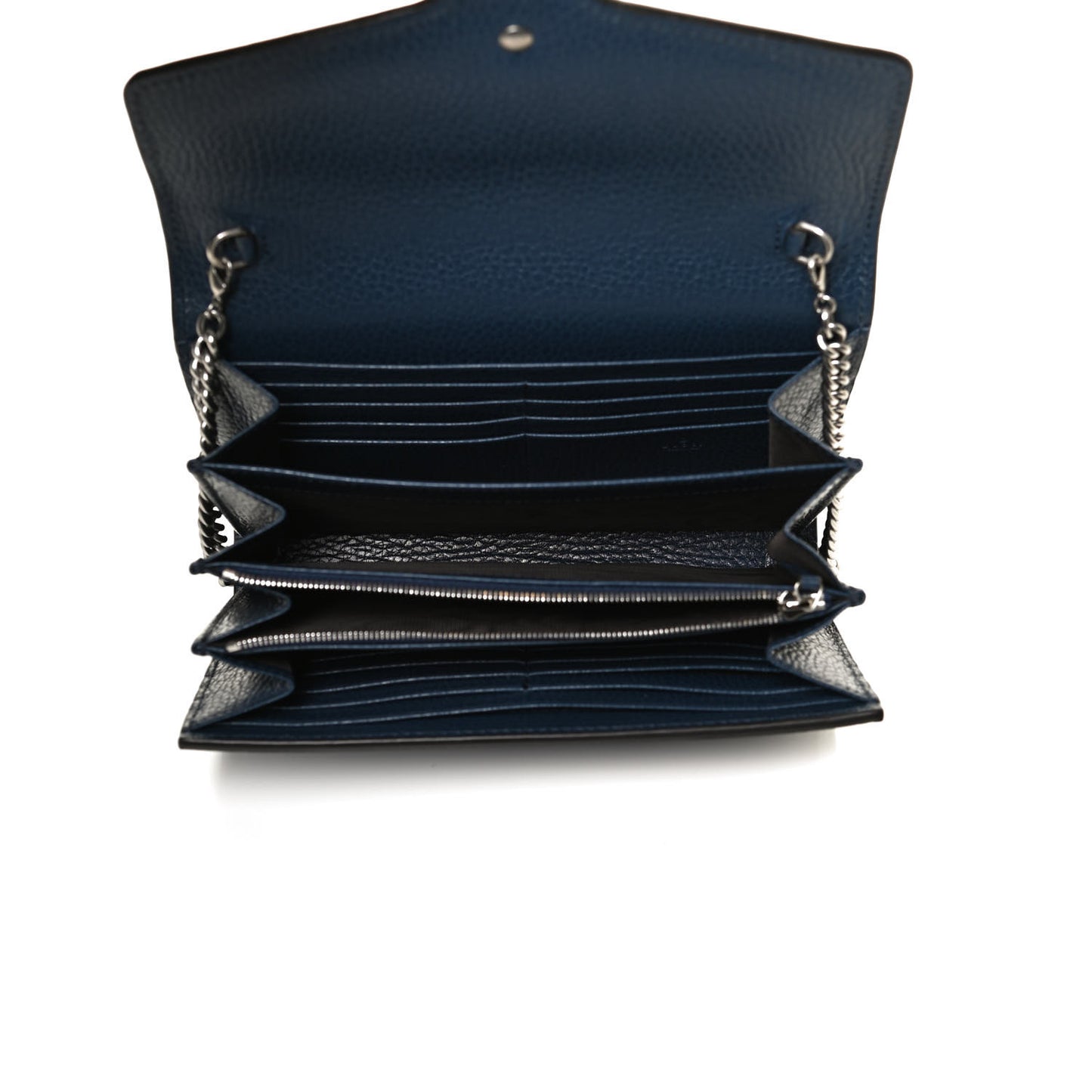 Dollar Calfskin Crystal Mini Dionysus Chain Wallet Blue Agata Black Diamond