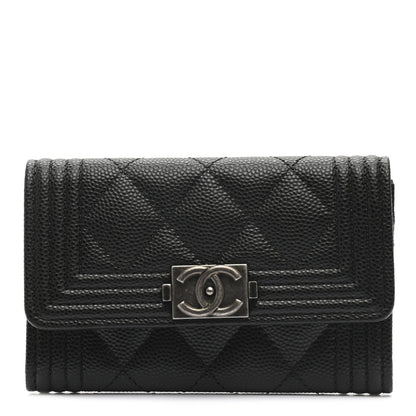 Chanel Caviar Quilted Boy Flap Card Holder Black 1 of 10