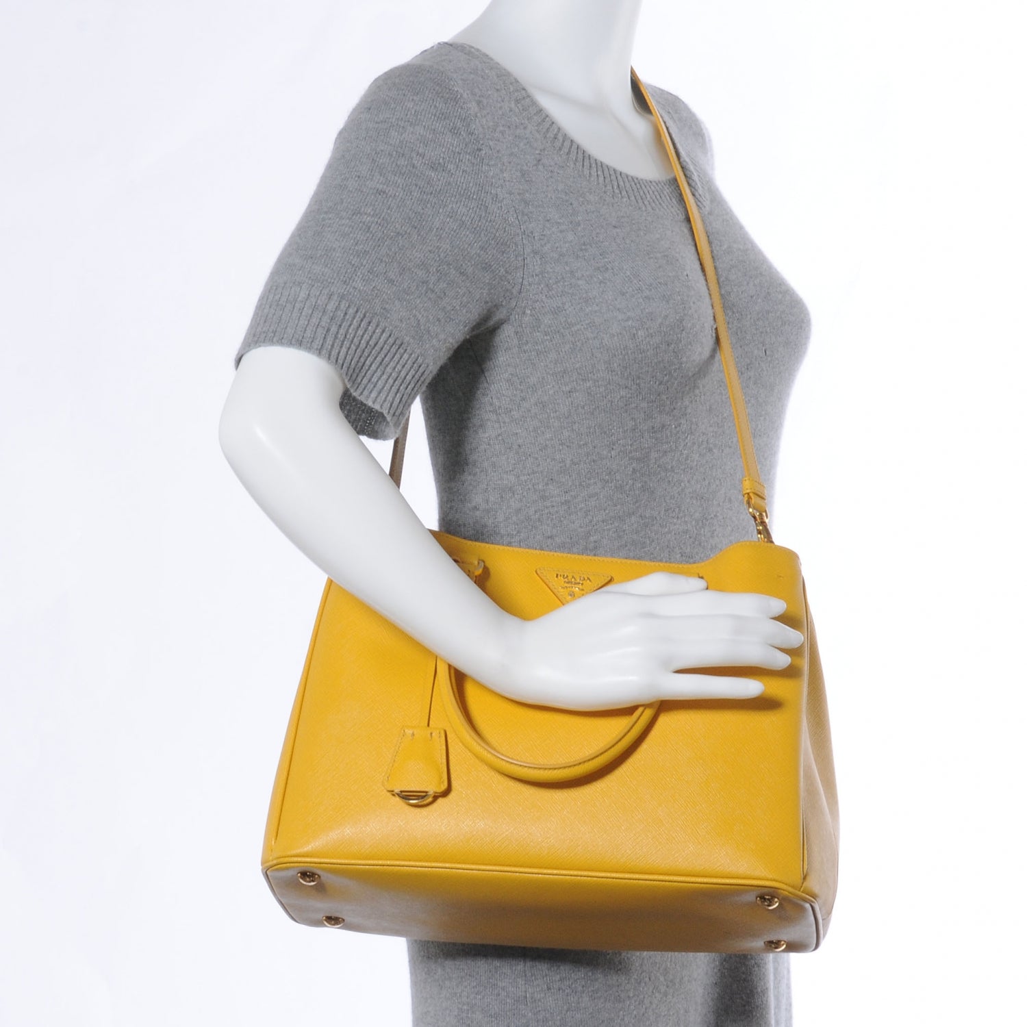 Prada Saffiano Lux Medium Tote Mimosa 2 of 10