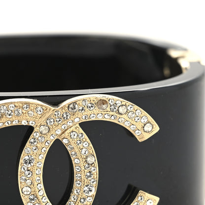 Chanel Resin Crystal CC Cuff Black Gold 5 of 6