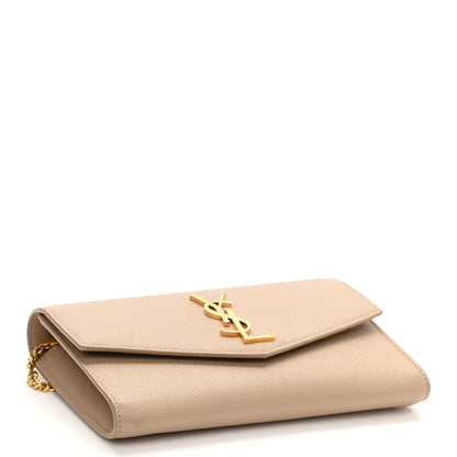Saint Laurent Grain De Poudre Monogram Uptown Chain Wallet Dark Beige 5 of 9