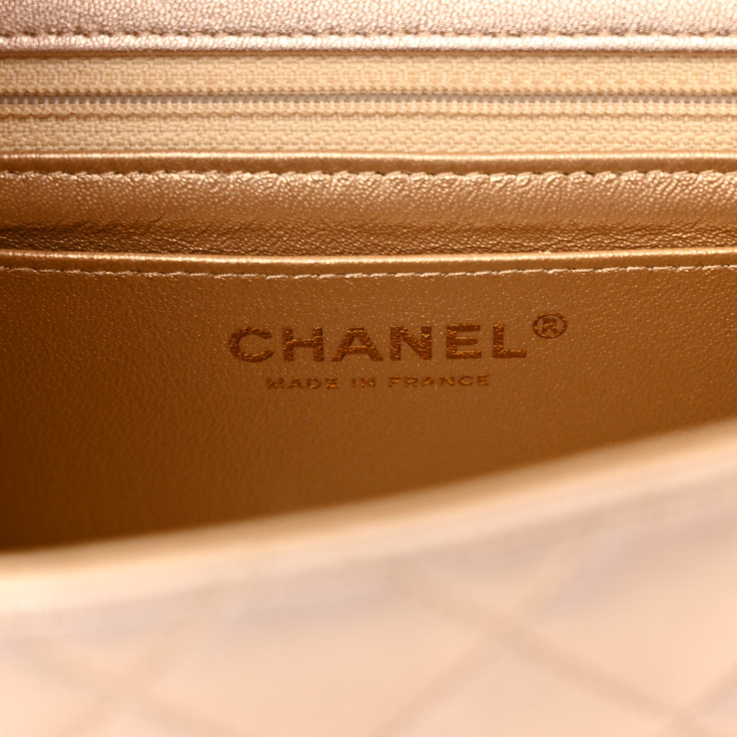 Metallic Lambskin Quilted Mini Square Flap Gold