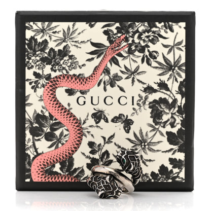 Gucci Tiger Head Swarovski Crystals Ring 54 7 Silver Green 5 of 5