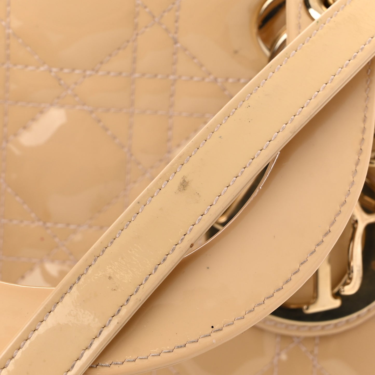 Patent Cannage Medium Lady Dior Beige