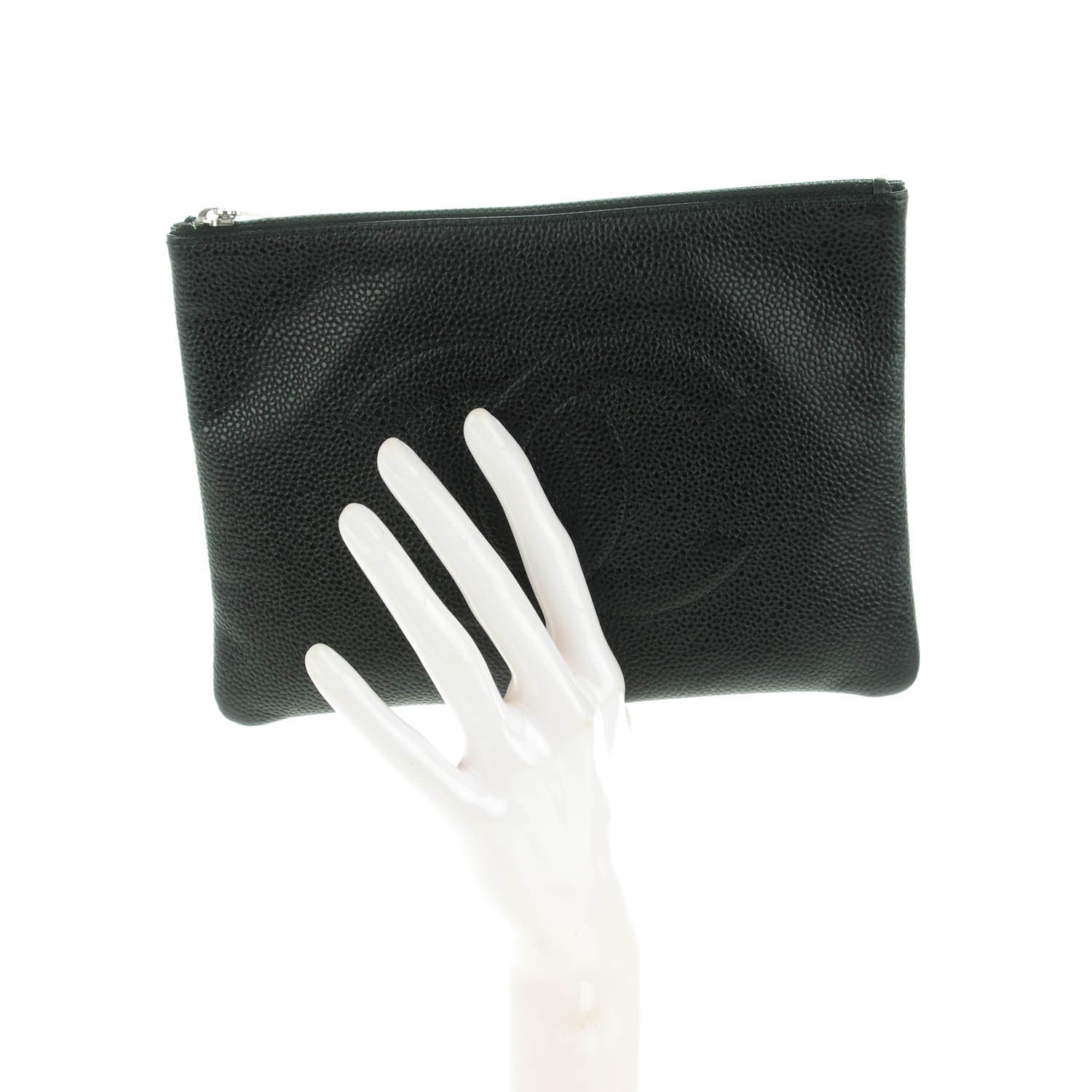 Chanel Caviar CC Flat Cosmetic Pouch Black 2 of 7