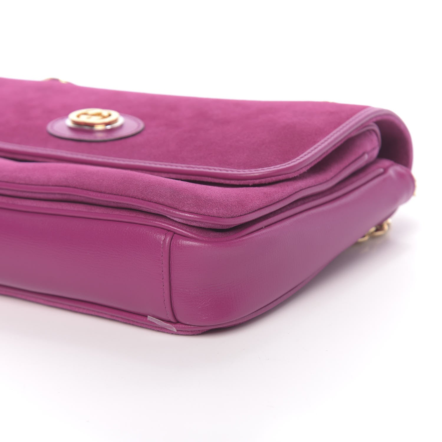 Gucci Suede Azalea Calfskin Small Marina Chain Shoulder Bag Fucsia 9 of 10