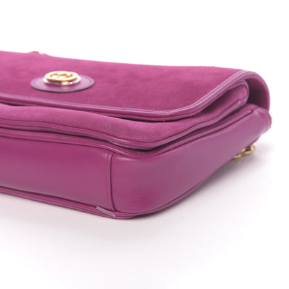 Gucci Suede Azalea Calfskin Small Marina Chain Shoulder Bag Fucsia 9 of 10