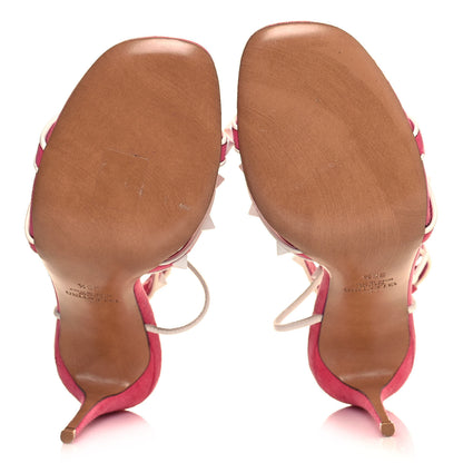 Valentino Garavani Suede Free Rockstud Ankle T-Strap 105mm Sandals 36.5 Shadow Pink White 5 of 8