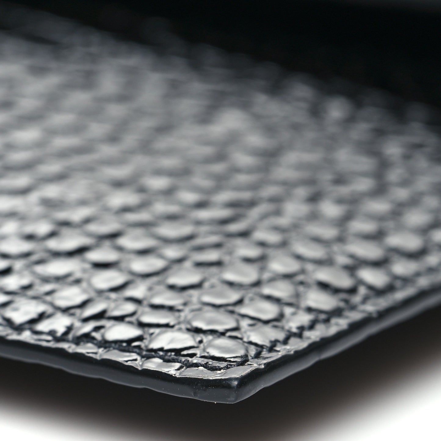 Calfskin Crocodile Embossed Uptown Monogram Pouch Black