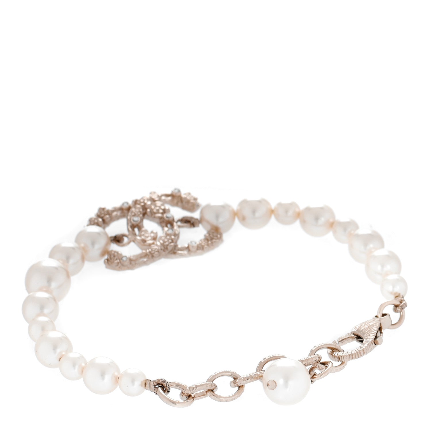 Chanel Pearl Crystal CC Bracelet Gold 3 of 5