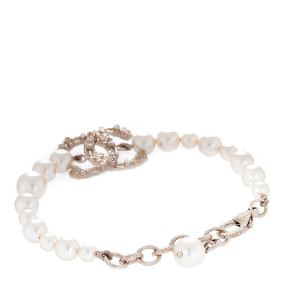 Chanel Pearl Crystal CC Bracelet Gold 3 of 5