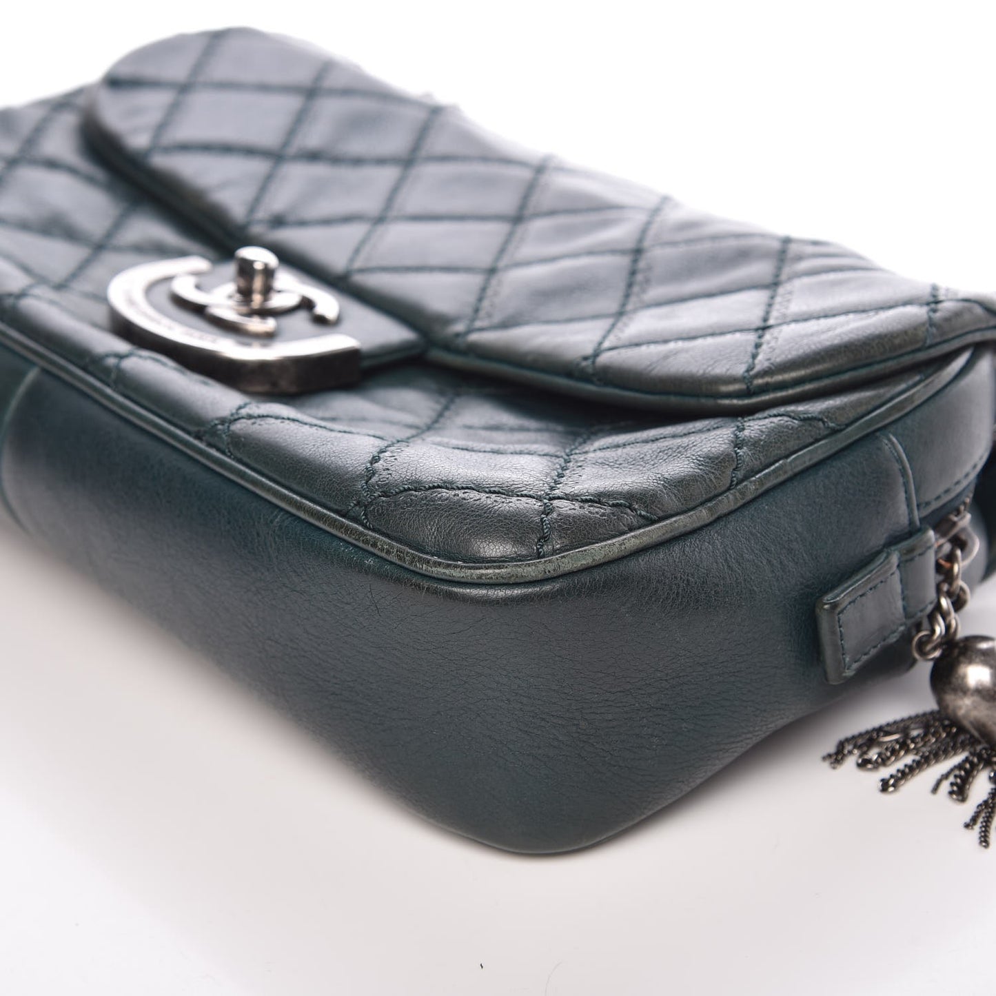 Calfskin Quilted Medium Coco Sporran Flap Dark Green