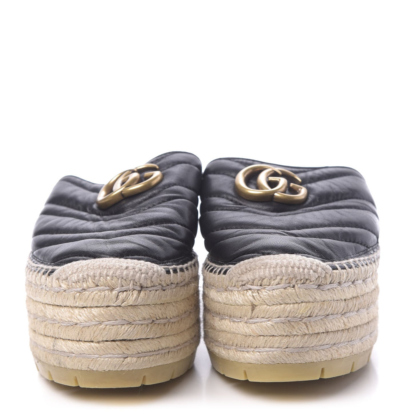 Nappa Matelasse GG Marmont Platform Espadrille Slippers 38 Black