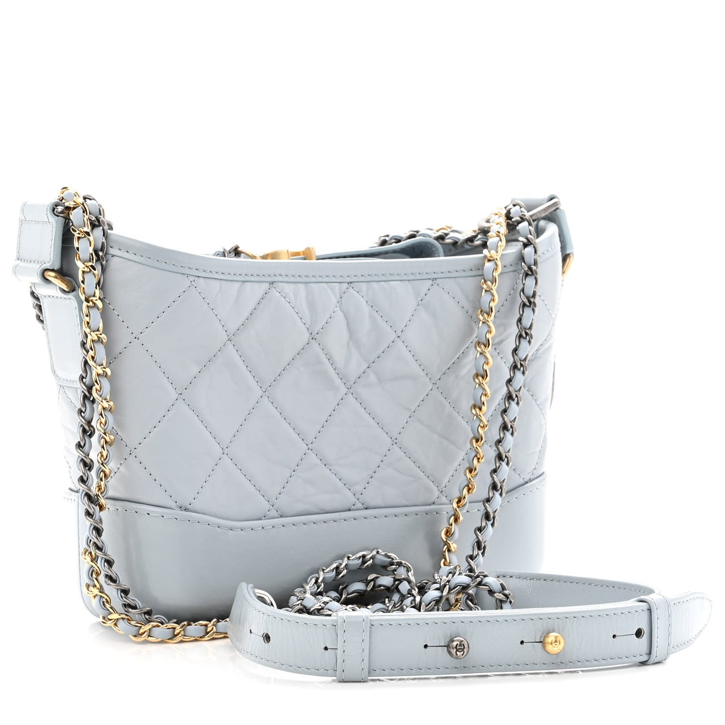 Aged Calfskin Quilted Small Gabrielle Hobo Light Blue